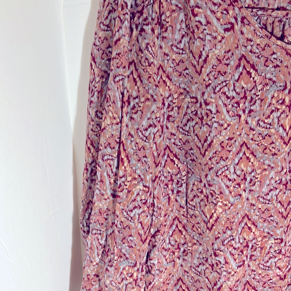 Max Studio long sleeve top size large pink blue silk light weight cottagecore - Picture 6 of 11